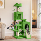 YITAHOME 54in Cat Tree Tower Condo, Multi-Level with Sisal Scratching Post, Cat Condos, Plush Top Perches, Hammock, Space Saving Cat Condo, Dangling Ball, Pet Play House,Pet Gift, Green