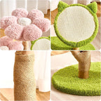Modern Natural Solid Wood Cat Tree Tower for Indoor Cats Large Adult, 30 inch Flower Cat Tree with Scratching Post, Luxury Aesthetic Cat Tree with Cloud-Soft Flower Perches and Sisal Scratching Pad