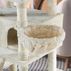WEEWAY 68 Inches Multi-Level Large Cat Tree for Feline‌/Big Tower/Condo/Cozy Plush Kitty Perches/Fluffy Balls/Sisal Scratching Posts and Hammocks/Cave/Furniture Activity Center/Beige