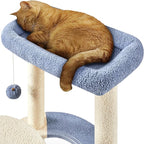 Yaheetech Cat Tree, 35.5in Cat Tower for Indoor Cats, Cat House with Scratching Posts & Padded Perch & Space Capsule, Cute Kitten Tree, Pet Furniture for Kittens, Blue/Beige