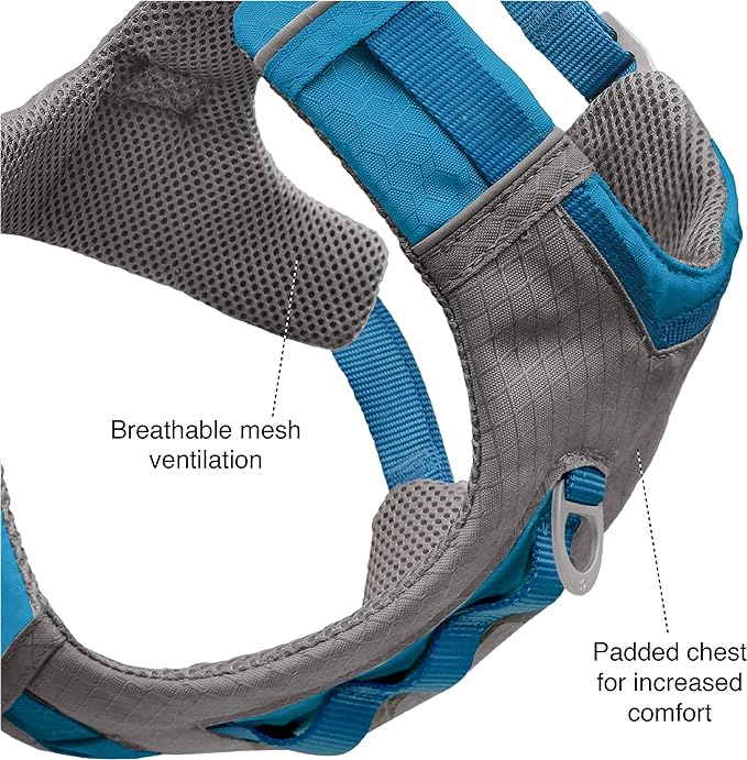 Kurgo Journey Air Dog Harness - Secure Fit for Active Dogs - Padded Chest - Lightweight Ripstop Fabric - Breathable Mesh - Reflective Trim - Back Assist Handle - Orange - Medium