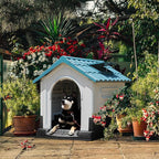 YITAHOME Dog House Outdoor Plastic Doghouse Water Resistant Pet House with Adjustable Skylight and Elevated Base for Small, Medium, and Large Dogs