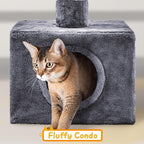 Yaheetech Cat Tree, Floor to Ceiling Cat Tower for Large Cats, 89-104.5in Height Adjustable Tall Climbing Tree w/Scratching Posts, Condo and Perches, Dark Gray