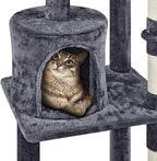 Topeakmart Cat Tree 57in, Multi Level Cat Tower with Basket & Condo & Scratching Post & Padded Perch & Extended Platform & Fur Ball