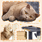 Yaheetech Cat Tree, 82.5in Large Tower w/Hammock, 2 Kitty-Ear Perches, 2 Cozy Condos, Scratching Posts, Basket, Furniture for Large Cats, Kittens, Dark Gray
