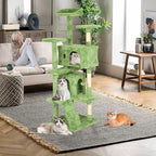 Heavy Duty Cat Tree,70 Inch Tall Cat Tower,2 Cozy Condos,Scratching Posts,Ladders & Sisal Pole,Multi-Level Perches Platforms for Indoor Cats,Sturdy Pet Climbing Furniture,Green