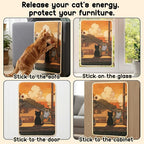 Sisal Cat Scratching Pad - Shedding-Resistant Wall Scratcher Mat for Indoor Cat, Kitten Art Print Sunset Scratching Mats for Carpet Couch Furniture with Adhesive Hook Loop Tape(24 * 16in)