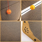 L Shape Cat Scratcher, 26.8" Vertical Cat Scratching Board with Ball Toy, Large Wall Mounted Curving Scratching Ramp, Tall Standing Cat Scratch Pad, Wall Furniture Protector for Indoor Cats