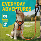 No Pull Dog Harness and Leash Set for Medium Dogs – Adjustable Reflective Breathable Soft Padded Easy Control Dog Harness for Training & Walking, Orange (Medium)