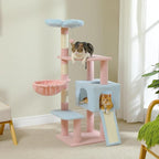 47.3" Flower Cat Tree, Multi-Level Cat Tower with Sisal Covered Scratching Posts Cute Cat Condo for Indoor Small Medium Cats Top Perch (Blue)