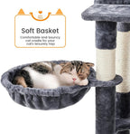 Yaheetech Cat Tree, 71.5in Cat Tower for Indoor Cats, Cat Tree with 2 Cozy Condos, 2 Padded Perches, Scratching Posts & Ramp, Hammock, Cat House Activity Center, Dark Gray