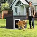 Bifanuo Dog House Outdoor Indoor for Large Dog - Weatherproof & Removable Roof, Easy Assemble and Clean for Medium to Large Dogs(Black, 41.2" L x 31" W x 31.5" H)