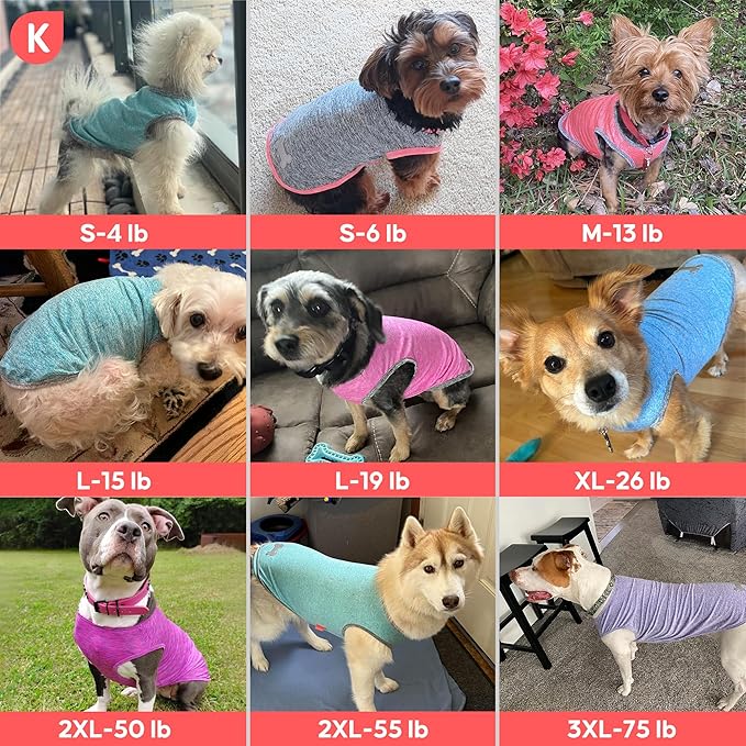 KYEESE 2Pack Dog Shirt, Lightweight Sun Protection Sleeveless Dog T Shirts for Small Dogs Girl, Breathable Pet Reflective Tank Top Summer Dogs Clothes for Outdoor Walking, Pink+Grey, M