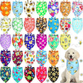 Eccliy 30 Pack Spring Dog Bandanas Bulk Flower Dog Scarfs Summer Head Wrap Soft Triangle Polyester Bandana Pet Costume Cute Bibs with Flowers Patterns for Female Male Small Medium Large