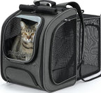 Pecute Cat Backpack Carrier Expandable, Large Space Cat Bubble Backpack, Breathable Cat Carrier, Shaded Dog Backpack Carrier for Travel, Hiking, Vet,12.6" L x 10.2" W x 16.5" H, Gray