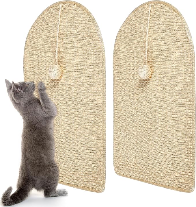 Sisal Cat Scratching Pads Mats, Cat Scratcher Mats, Wall Cat Scratch Board, Wear-Resistant Scratching Mat, Anti cat Scratch Wall Sofa Protector (Sisal Primary Color, 23.6" Lx15.7 W, 2PCS)