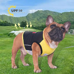 iChoue French Bulldog Summer Cooling Shirt for Dogs UV Sun Protection Vest Sleeveless Stretchy Tank Top English Pug Yellow Black - XXLarge