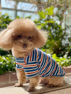 Dog Shirts Cotton Striped T-Shirt, Summer Pet Clothes for Small Dogs, 2-Pack Soft Puppy Apparel Cat Tee, Breathable Stretchy, Blue Yellow M
