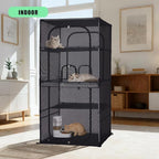 Catio Outdoor Cat Enclosure,4 Tiers Window Catio,Upgraded Mesh Cat Enclosure Sturdy and Durable with Multiple Doors Easy to Clean(31.4“L× 31.4”W ×63" H)