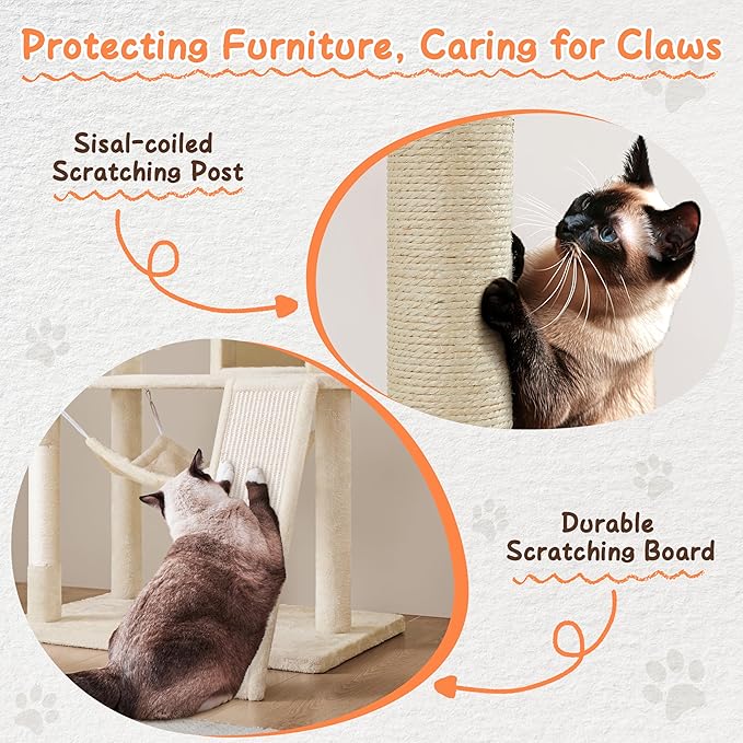 Topeakmart Cat Tower for Indoor Cats 63.5inch, Cat Furniture Condo with Scratching Posts as Kitten Activity Center