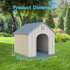 VIXZEN Dog House Outdoor Large Breed - 38 Inch Weatherproof PP Resin Doghouse with Elevated Floor, Open Design & Easy Assembly, Large Dog Houses for Large Dogs Outside (Blue)