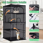 Catio Outdoor Cat Enclosure,4 Tiers Window Catio,Cat Enclosure Sturdy and Durable with Multiple Doors, Easy to Clean(36.2“L× 36.2”W ×72.4" H)