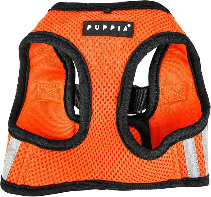 Puppia Soft Vest Dog Harness No Choke Step-in Reflective Triple Layered Breathable Mesh for Small and Medium Dog, Orange, Large