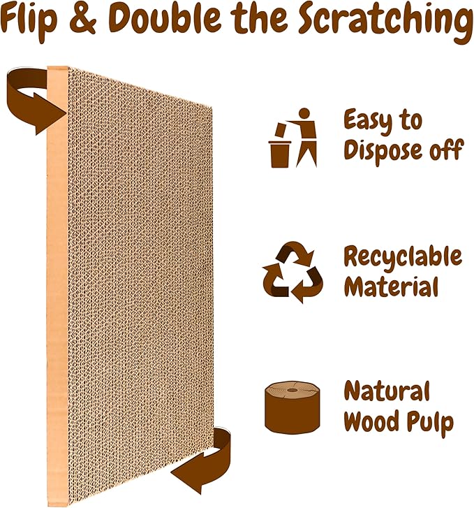 5 in 1 Cat Scratching Pads for Indoor Kitten Play, Recyclable and Durable Corrugated Cardboard Cat Scratcher Pad Suitable for Rest, Grinding Claws and Play (5 Pack)