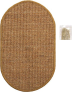 SAFAVIEH Cat Scratch Mat Pad Collection, 12" x 20" Oval, Brown, Sisal & Jute Boucle Weave, Velcro & Slip Resistant Backing