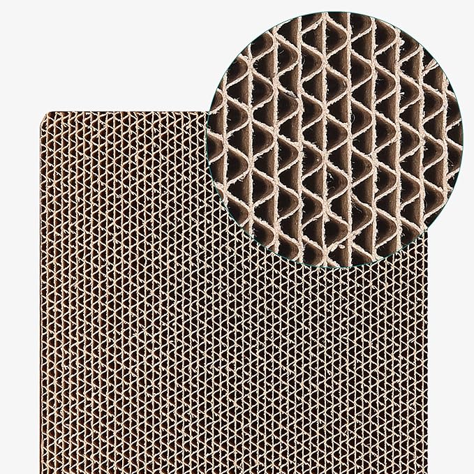 Navaris Cardboard Cat Scratcher Pads (Pack of 3) - Scratching Pad Boards Made of Reversible Corrugated Cardboard for Cats to Scratch 17" L x 9 1/2" W