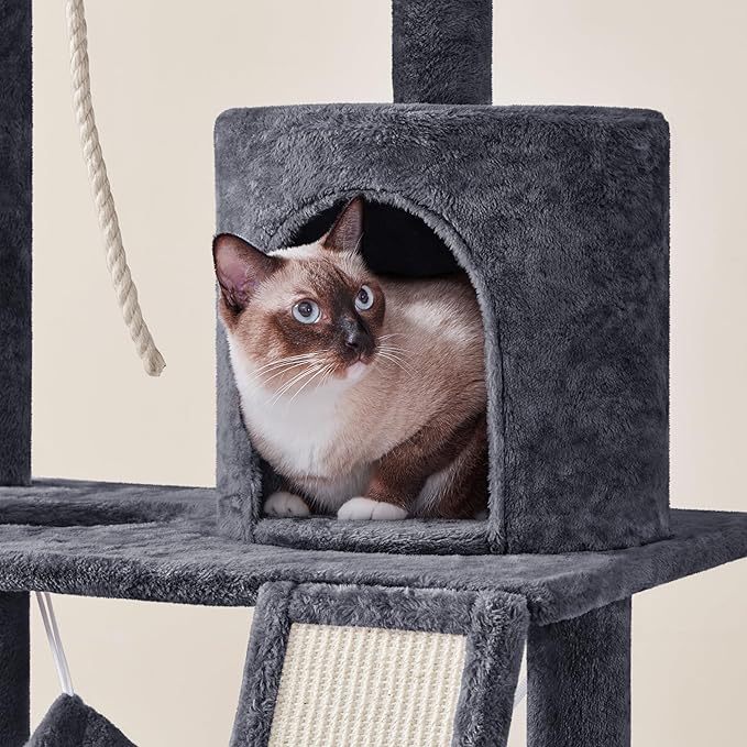 Topeakmart Cat Tower for Indoor Cats 63.5inch, Cat Furniture Condo with Scratching Posts as Kitten Activity Center