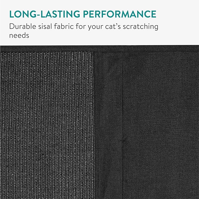 Navaris Cat Scratch Sofa Protector with Storage Space - Durable Sisal Pad - Scratcher Mat to Stop Cats Scratching Furniture - Indoor Cat Scratch Pads Suitable for All Sofas - Black