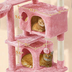 Topeakmart 57 inches Multi-Level Cat Tree Cat Condo with Scratching Posts Kittens Activity Tower Pet Play House Furniture, Pink