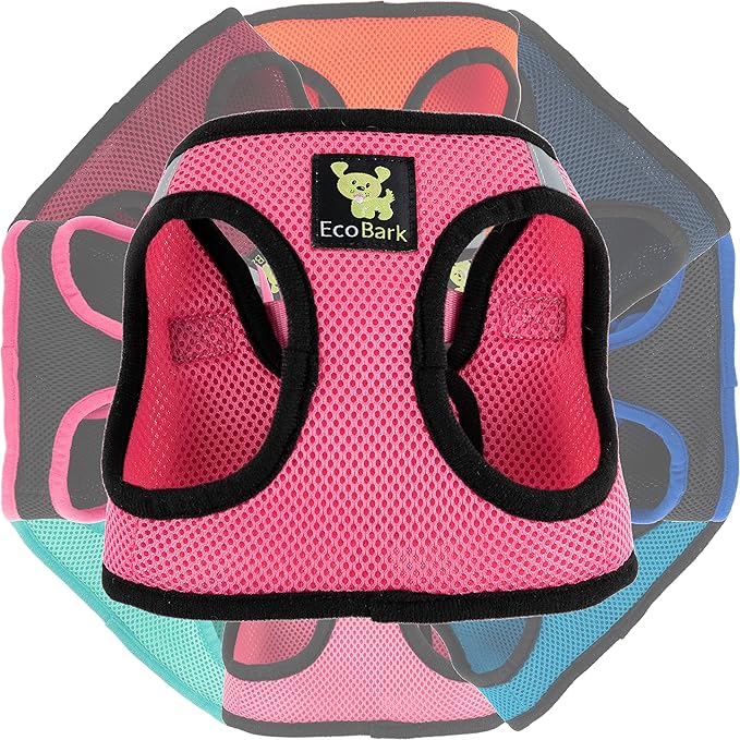 EcoBark Step in Dog Harness - Eco-Friendly Teacup Dog Harnesses for XXS, XS, and Small Dogs - Reflective and Adjustable Mini Body Halter Vest -Tiny Soft Mesh Harness Under 5 lbs (Bubblegum Pink, XXXS)