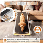 Dog Ramp for Bed – Foldable Wooden Pet Ramp with Soft Plush Fabric Cover 14"–20" Adjustable Height, Non-Slip Surface & Wide 17.7" Platform–Supports Small to Large Dogs up to 200 lbs
