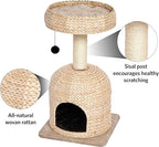 MidWest Homes for Pets Cat Tree |Scout Cat Furniture Cat Activity Tree w/Sisal Wrapped Support Scratching Posts & Dangle Play Balls, Woven Rattan & Script Small Cat Tree