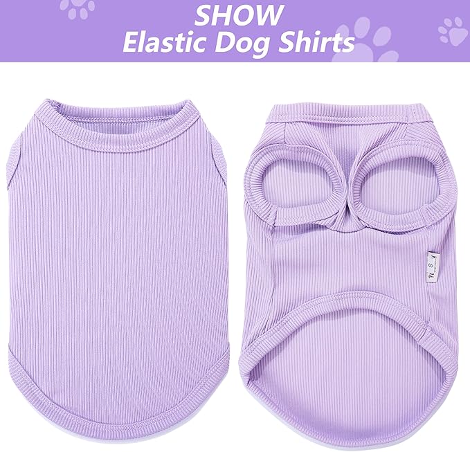 2 Pack Dog Clothes for Small Dogs Summer Dog Shirt Vest Girl Boy Lightweight Puppy T-Shirts Blank Soft and Cool Pet Clothing Sleeveless Medium Large Dog Outfit (Purple+L-Pink, Large)