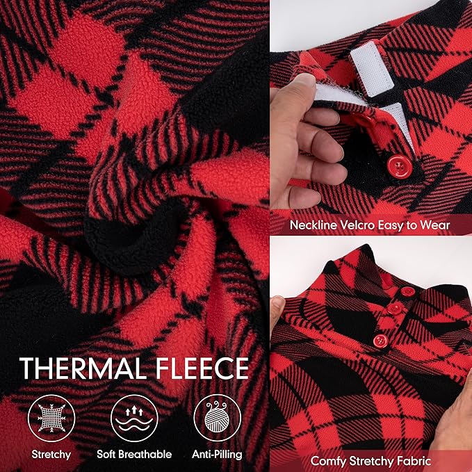 cyeollo Dog Pajamas Large Sized Dog, Warm Fleece Doggy Pjs Soft Doggie Onesie Stretchy Sweater for Large Dogs Winter Dogs Coat Pet Jammies Clothes Female & Male, Buffalo Plaid 3XL