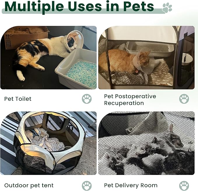 Love's cabin Pet Puppy Dog Playpen, Medium Dog Tent Crates Cage Indoor/Outdoor, Portable Playpen for Cat, Foldable Pop Up Dog Kennel Playpen with Carring Case, Removable Zipper Top, Khaki