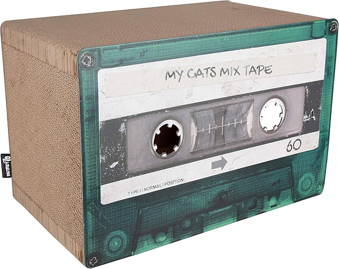 Mixtape Cardboard Cat Scratcher, Large (54 x 31 x 35 cm), Emerald