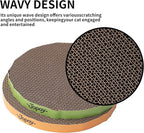 Round Cat Scratcher Replacement Pads -Circle Scratcher Pad Cardboard Cat Scratchers Refill 10 inch Diameter 7/8 inch Thickness(Green and Yellow Cardboard 4PCS)