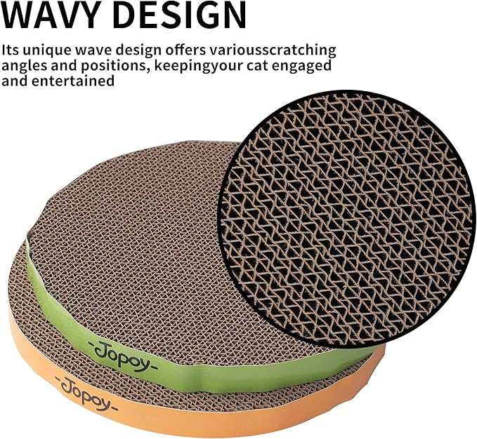 Round Cat Scratcher Replacement Pads -Circle Scratcher Pad Cardboard Cat Scratchers Refill 10 inch Diameter 7/8 inch Thickness(Green and Yellow Cardboard 4PCS)