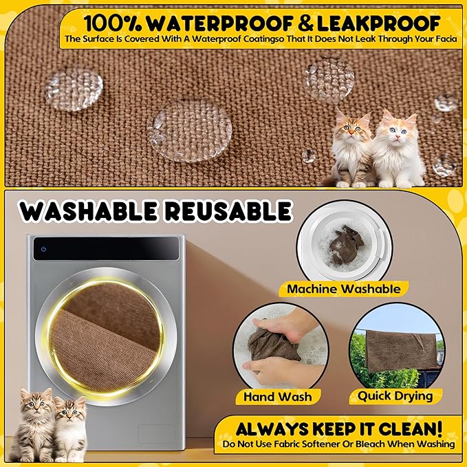 Cat Scratch Furniture Protector - Anti-Slip, Waterproof Sofa Cover to Keep Cats Off, Pet-Friendly Couch Protectors for 3 Cushion Couch, Brown Anti-Scratch Couch Cover for Pets and Kids 134"X71"