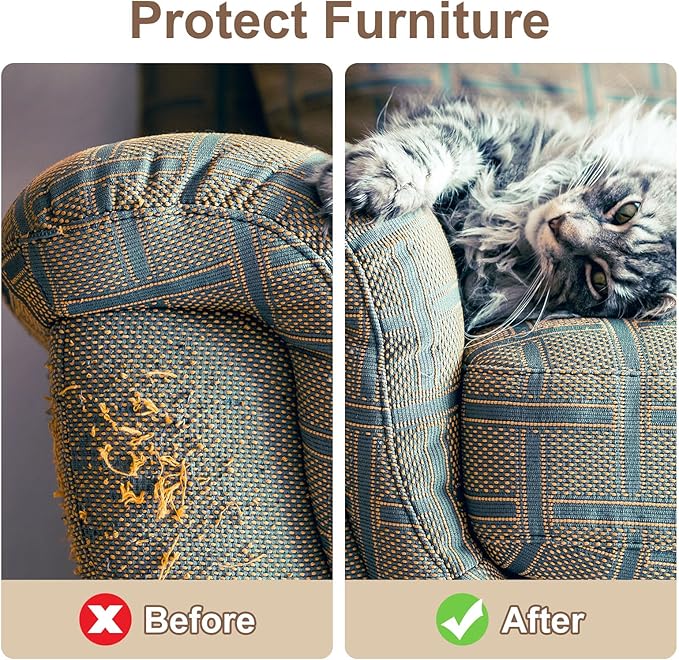 uxcell Self-Adhesive Cat Scratching Mat, 1 Roll 78.7" x 15.8" Couch Protector from Cat Claws for DIY Sofa, Wall, Doors, Cut Anti Cat Scratch Pad Carpet Mat, Khaki