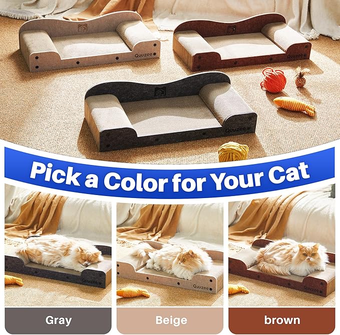 26-Inch Large Cat Scratcher Lounger Bed, Durable Cat Scratching Pad, Cat Scratch Board for Indoor Cats, Corrugated Cardboard Cat Scratcher Bed to Lounge and Scratch, Furniture Protector, Grey