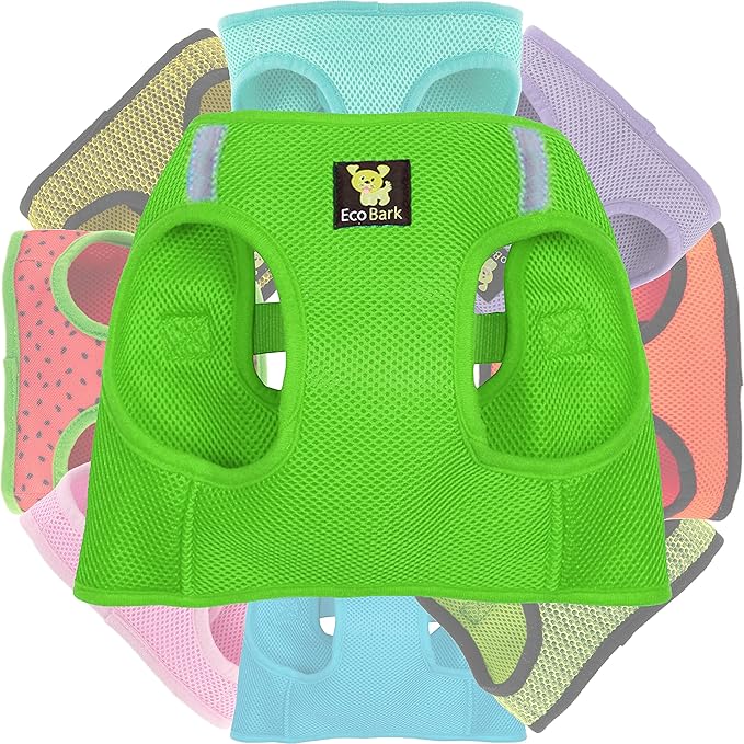 EcoBark Rapid Fastener Super Comfort Fully Adjustable Double Padded Step in Dog Harness (X-Small, Green)