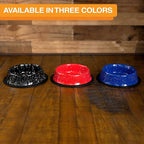 Neater Pet Brands - Outdoor Camping Style Pet Bowl - Enamel Ware Blue Black Granite Colors - Dog Cat No Tip Skid Bowls (64 oz, Black)