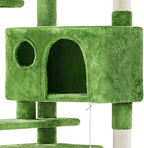 Topeakmart 61in Cat Tree Tower Condo with 2 Cozy Cat Condos Ladder and 3 Platforms for Indoor Cats Kittens