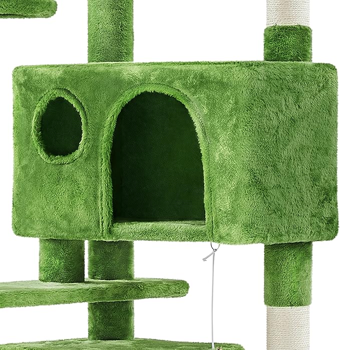 Topeakmart 61in Cat Tree Tower Condo with 2 Cozy Cat Condos Ladder and 3 Platforms for Indoor Cats Kittens