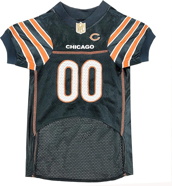 Pets First NFL Chicago Bears Dog Jersey, Size Small. Best Football Shirt Costume for Dogs & Cats. Licensed Pet Apparel